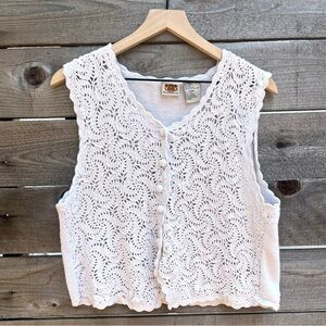 vintage route 66 white crochet lace vest tank top
